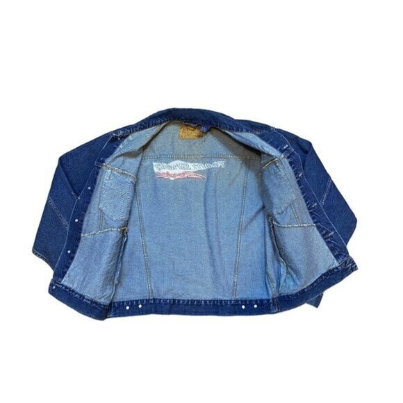 Vintage Milano Bay Team Shelby Blue Denim Jacket Large 100% Cotton - Picture 9 of 9